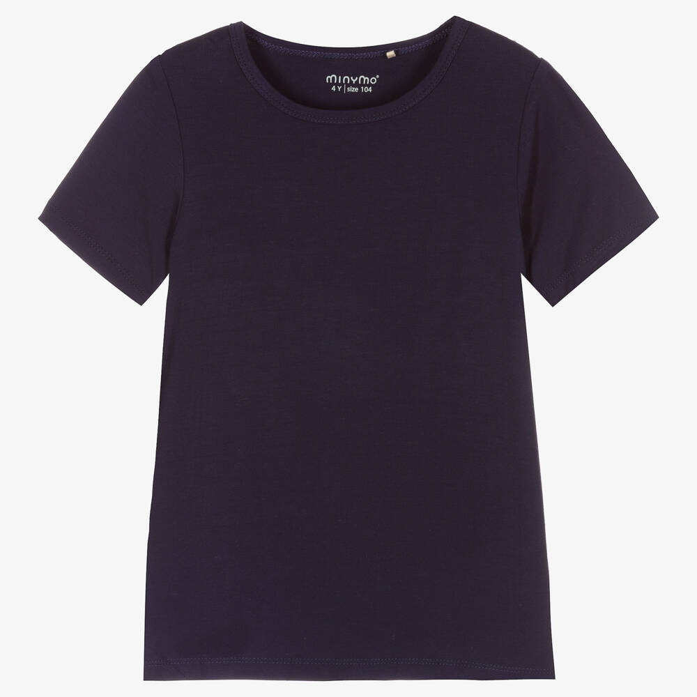 Minymo-Boys Navy Bamboo Tee | Childrensalon Outlet