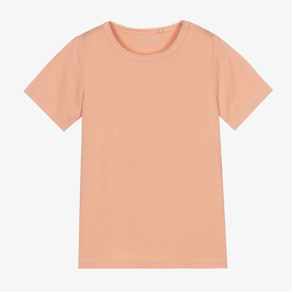 Minymo-Розовая футболка из бамбуковой ткани для девочек | Childrensalon Outlet