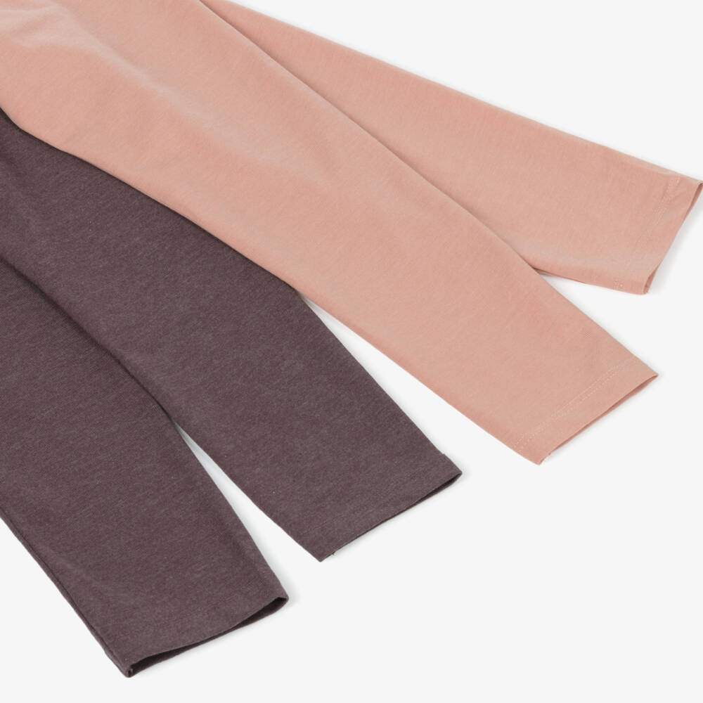 Minymo-Girls Soft Pink and Red Leggings Duo | Childrensalon Outlet