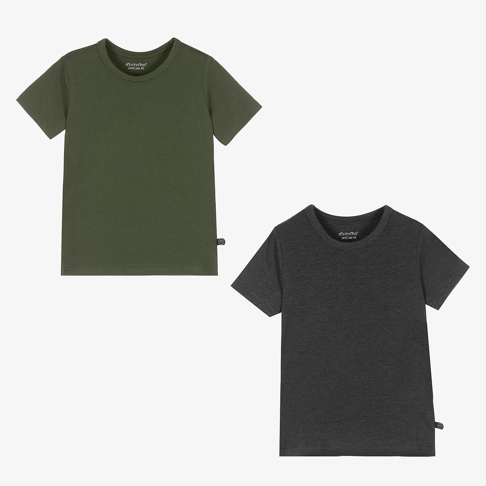 Minymo - T-Shirts in Grau und Grün (2er-Pack) | Childrensalon
