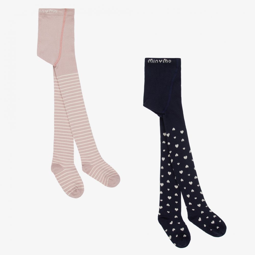 Minymo-Pink & Blue Tights (2 Pack) | Childrensalon Outlet