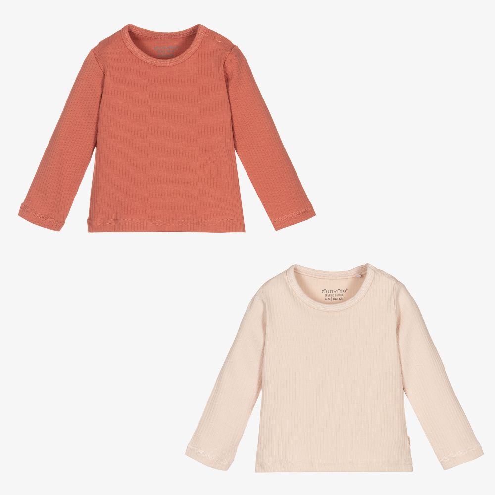 Minymo-Pink Cotton Baby Tops (2 Pack) | Childrensalon Outlet