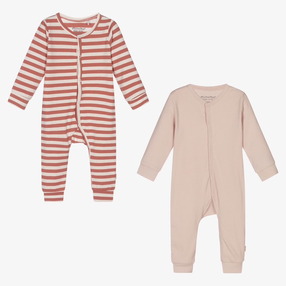 Minymo-Pink Cotton Rompers (2 Pack) | Childrensalon Outlet