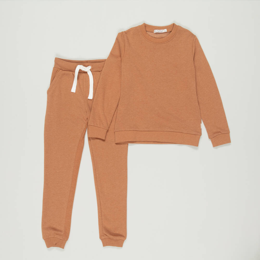 Minymo-Preloved Tan Brown Cotton Tracksuit (7 years) | Childrensalon Outlet