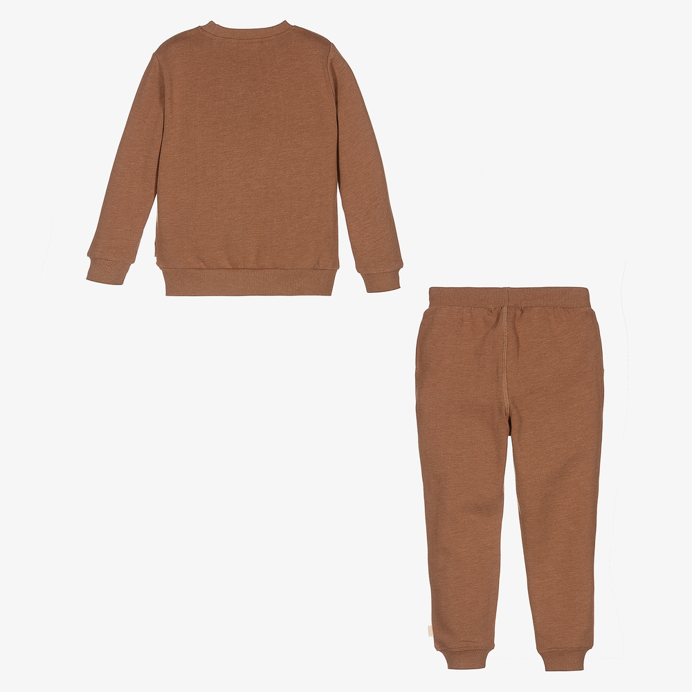Minymo Tan Brown Cotton Tracksuit Childrensalon Outlet