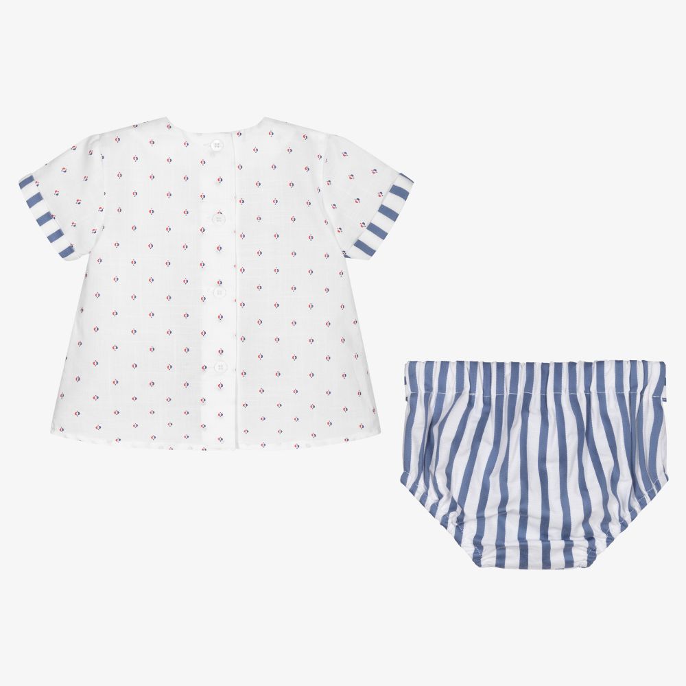 Miranda-طقم شورت وتوب أطفال ولادي قطن بوبلين لون أزرق | Childrensalon Outlet