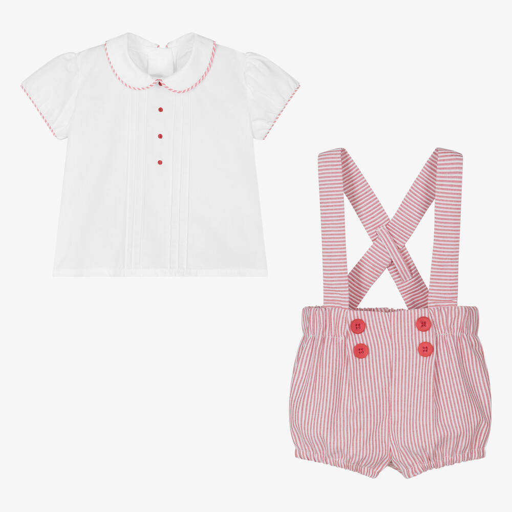 Miranda-Baby Boys Red Stripe Cotton Shorts Set | Childrensalon Outlet