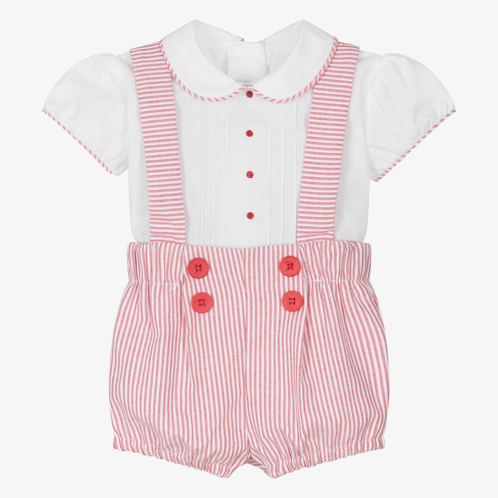Miranda-Baby Boys Red Stripe Cotton Shorts Set | Childrensalon Outlet