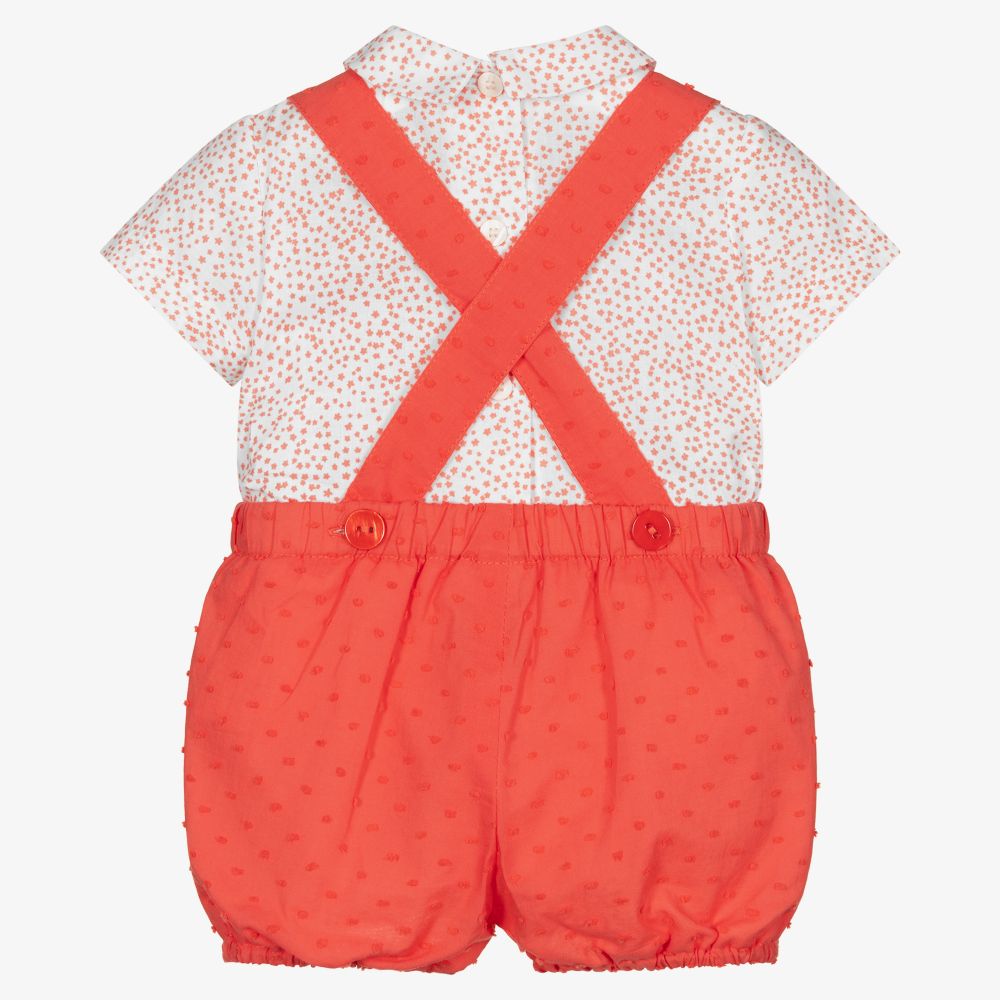 Miranda-طقم شورت قطن لون أبيض وأحمر للمواليد | Childrensalon Outlet