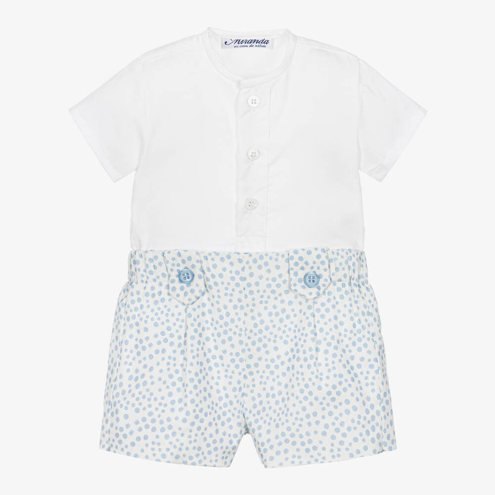 Miranda - Baby Boys White Cotton Shorts Set | Childrensalon
