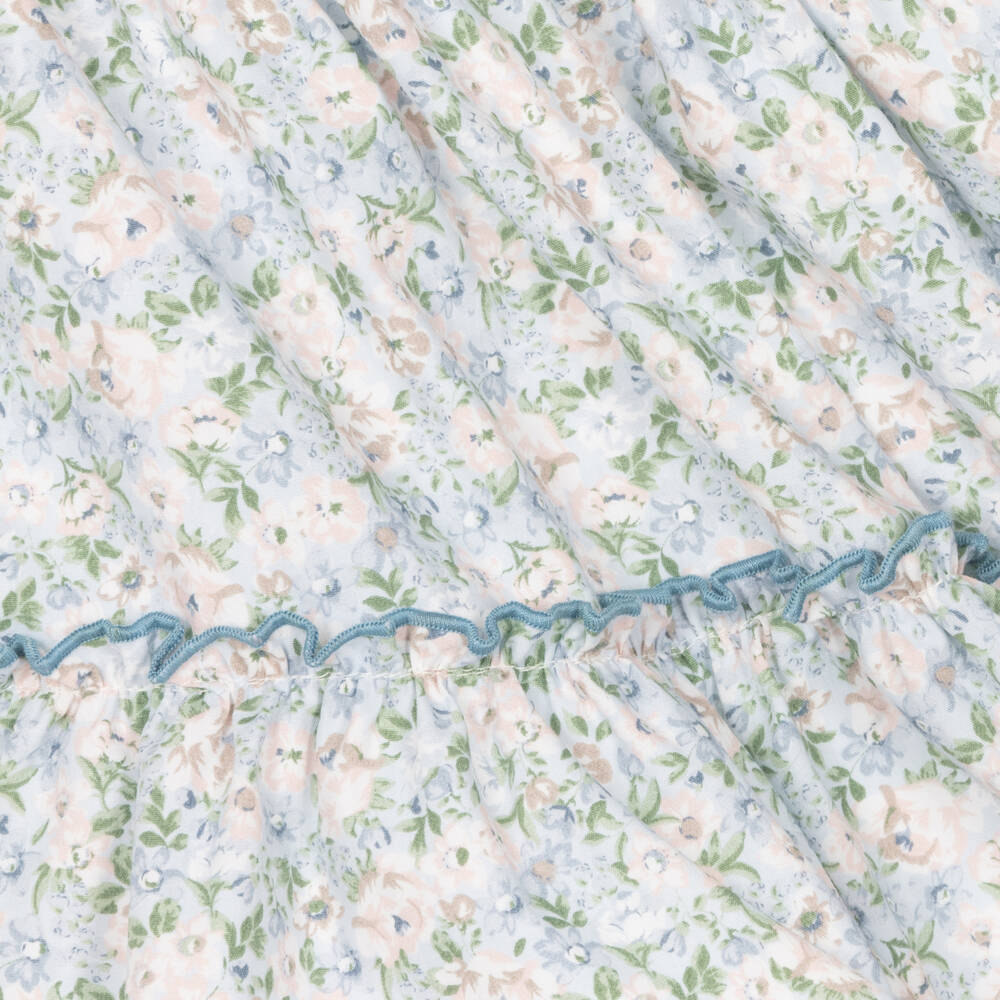 Miranda-Голубое платье в цветочек с рюшами | Childrensalon Outlet