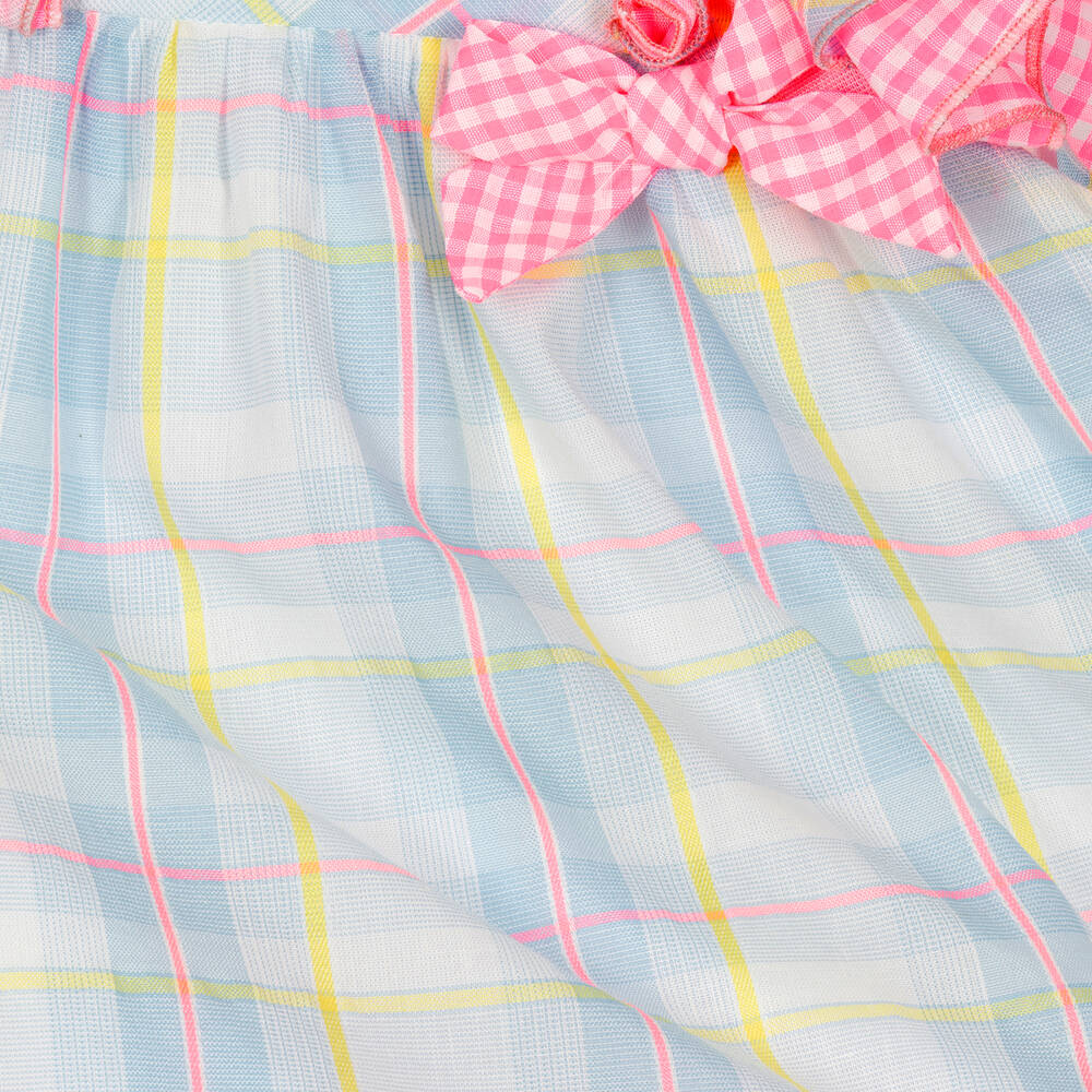 ميراندا-فستان أطفال بناتي قطن كاروهات لون زهري وأزرق | Childrensalon Outlet