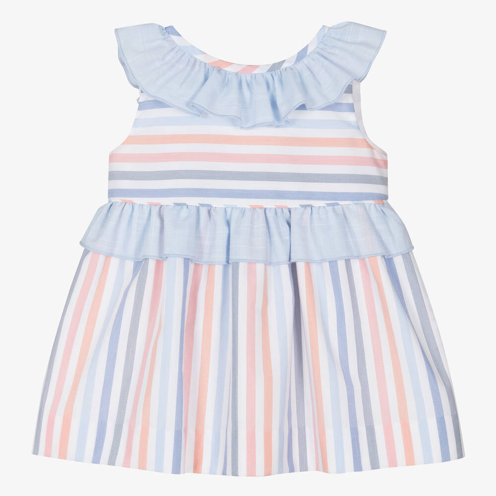 Miranda-Baby Girls Blue Stripe Cotton Dress | Childrensalon Outlet
