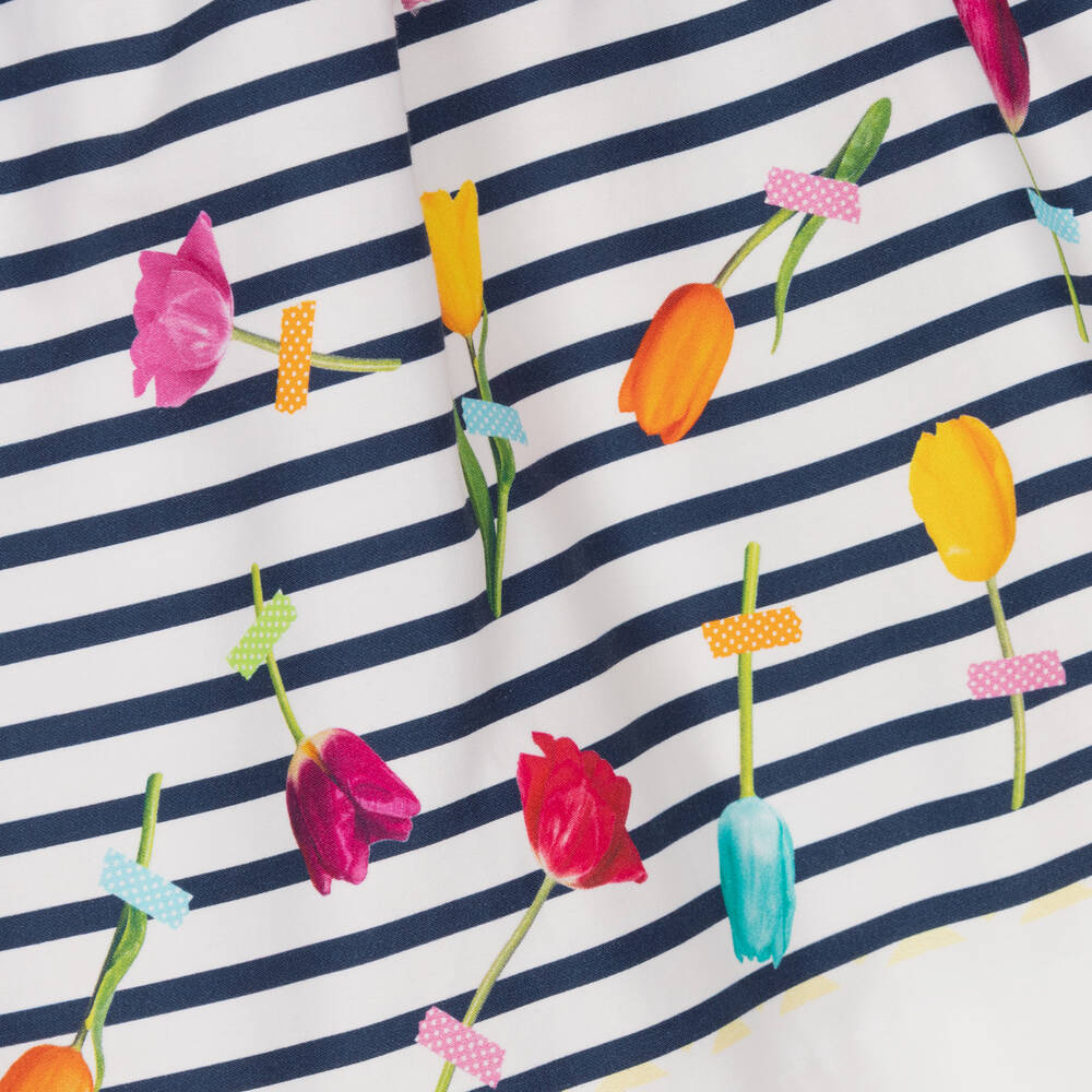 Miranda-Baby Girls Blue Striped Flower Dress | Childrensalon Outlet