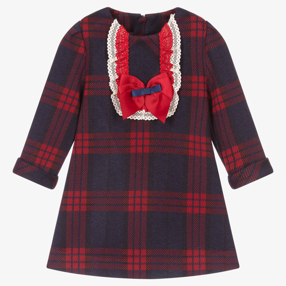 Miranda - Сине-красное платье в шотландскую клетку для малышек | Childrensalon