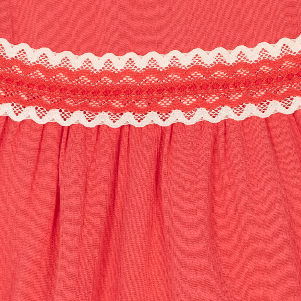 Miranda-Кораллово-красное платье с кружевом | Childrensalon Outlet