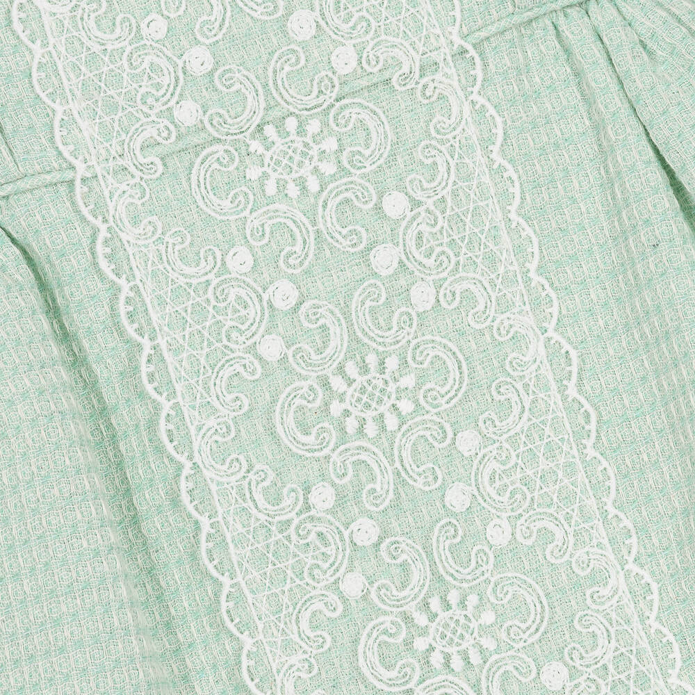 ميراندا-فستان قطن جاكارد لون أخضر للمولودات | Childrensalon Outlet