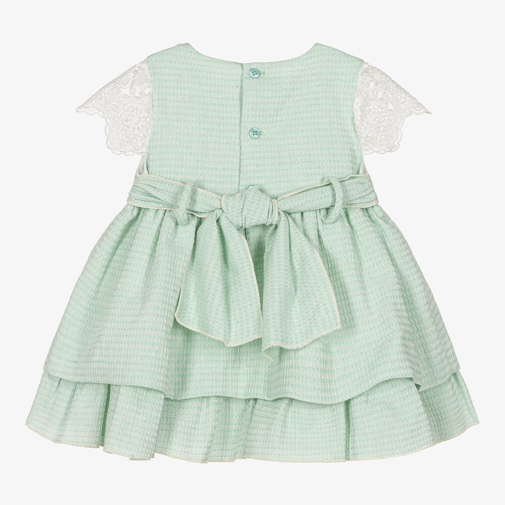 ميراندا-فستان قطن جاكارد لون أخضر للمولودات | Childrensalon Outlet