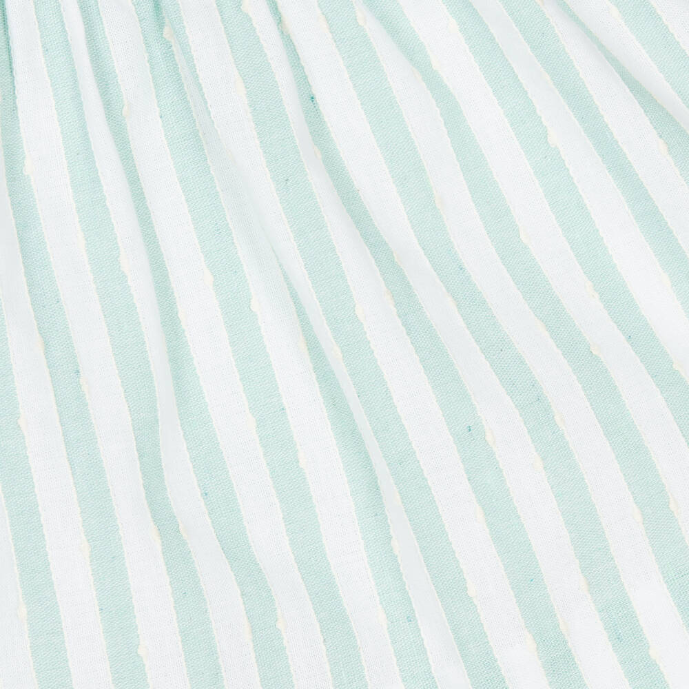 Miranda-Baby Girls Green & White Cotton Dress | Childrensalon Outlet