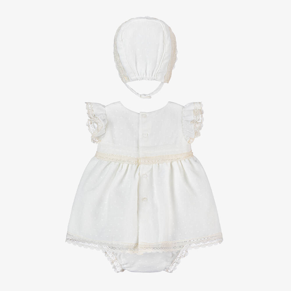 ميراندا-طقم فستان بلومتي لون عاجي للمولودات | Childrensalon Outlet