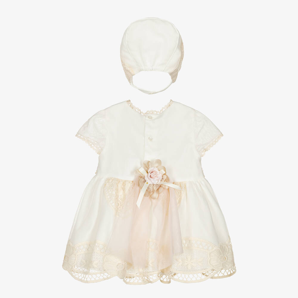 Miranda-Baby Girls Ivory Tulle & Lace Dress Set | Childrensalon Outlet
