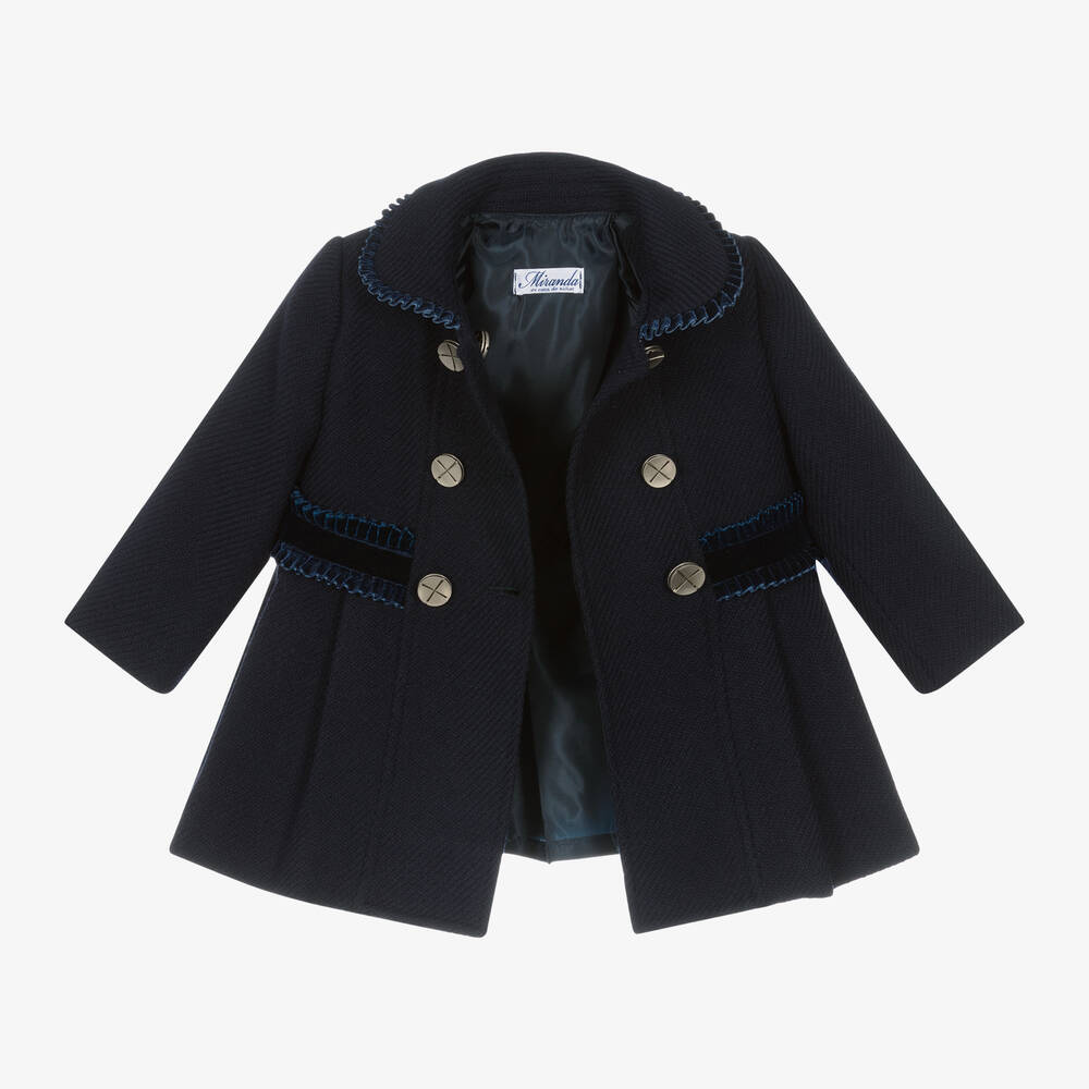 Miranda-Baby Girls Navy Blue Wool Coat | Childrensalon Outlet