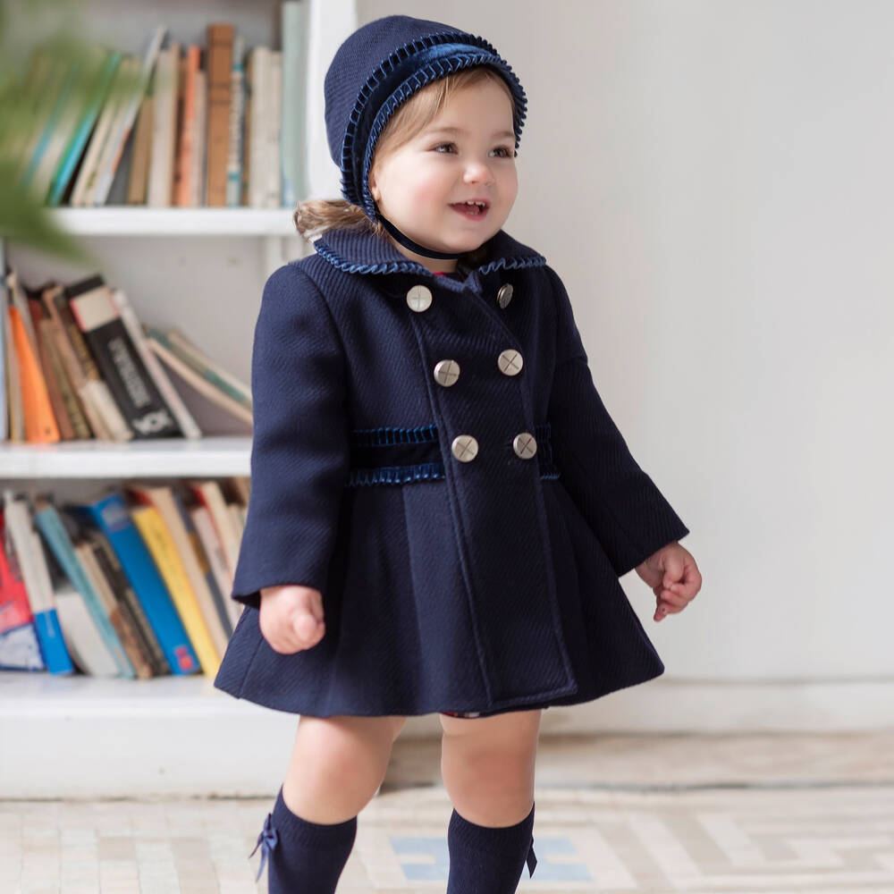 Miranda-Baby Girls Navy Blue Wool Coat | Childrensalon Outlet