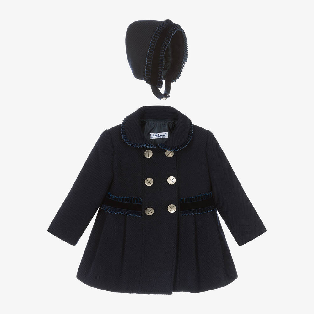 Miranda-Baby Girls Navy Blue Wool Coat | Childrensalon Outlet