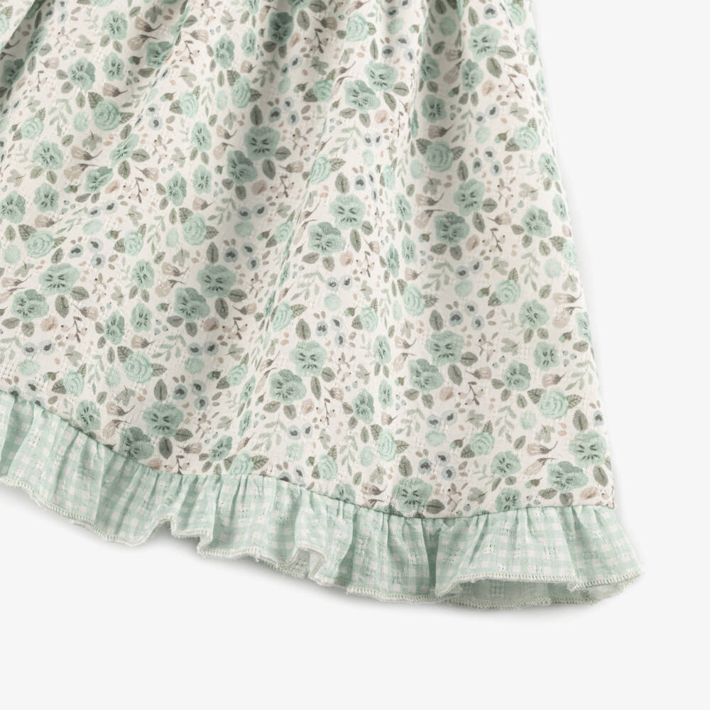 Miranda-Baby Girls Pastel Green Floral Cotton Dress | Childrensalon Outlet