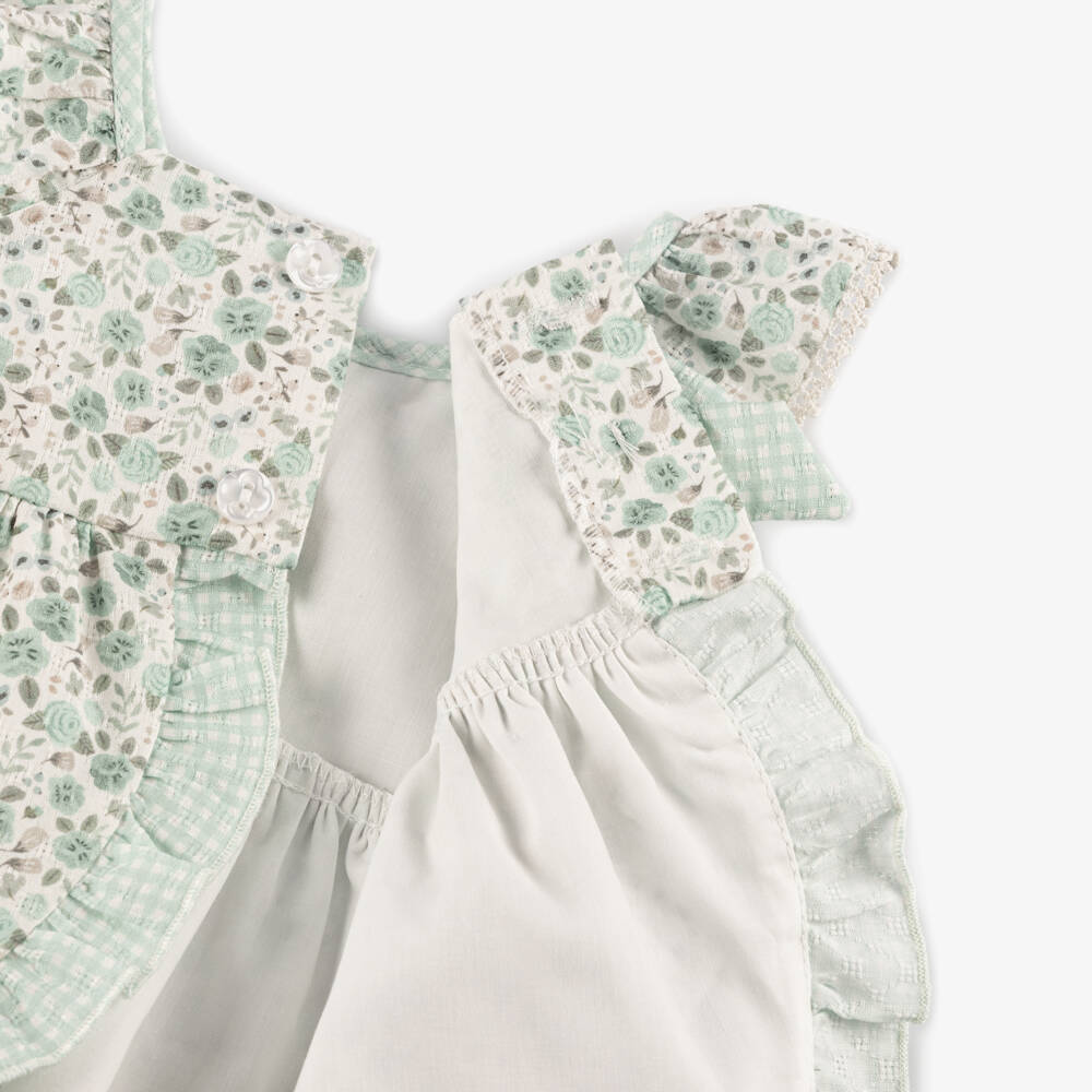 Miranda-Baby Girls Pastel Green Floral Cotton Dress | Childrensalon Outlet