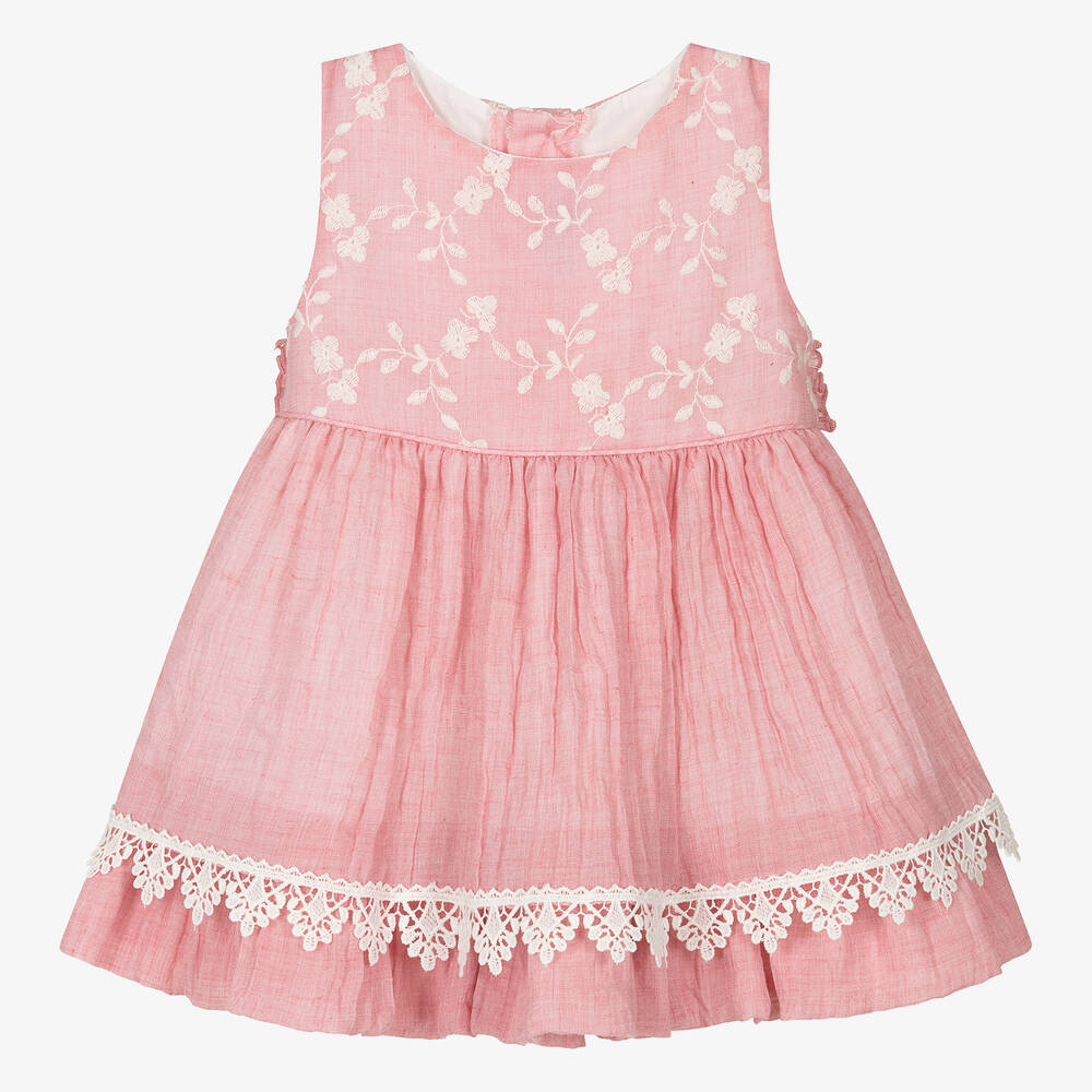 Miranda-Baby Girls Pink Embroidered Dress | Childrensalon Outlet