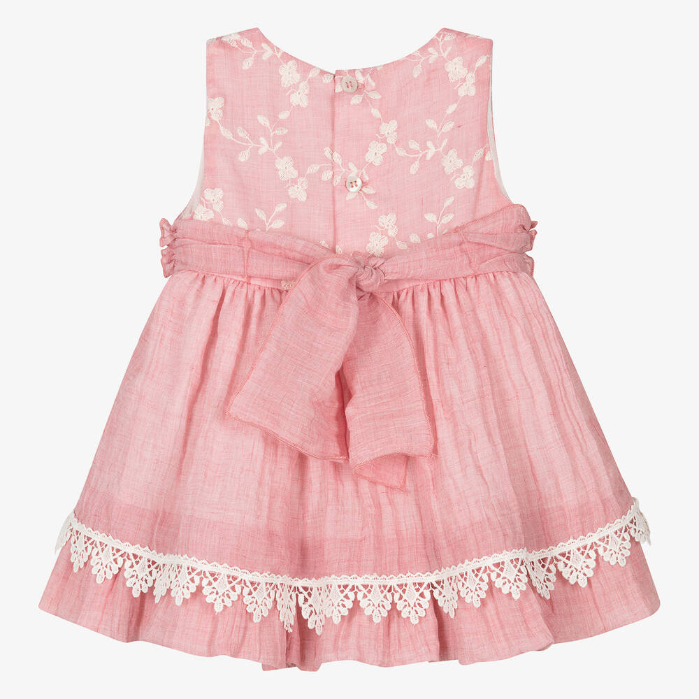 ميراندا-فستان أطفال بناتي مزيج مطرز لون زهري | Childrensalon Outlet