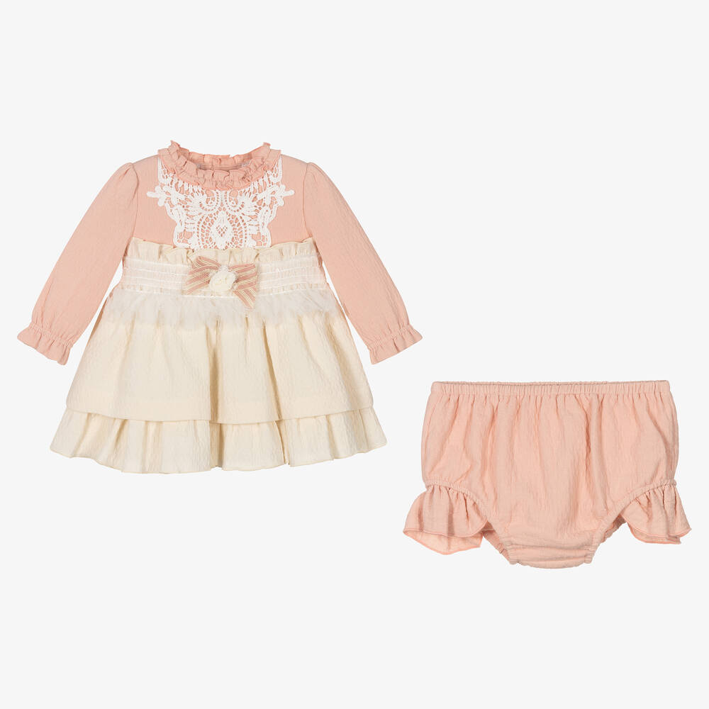 Miranda-Кремово-розовый комплект с платьем из хлопка | Childrensalon Outlet