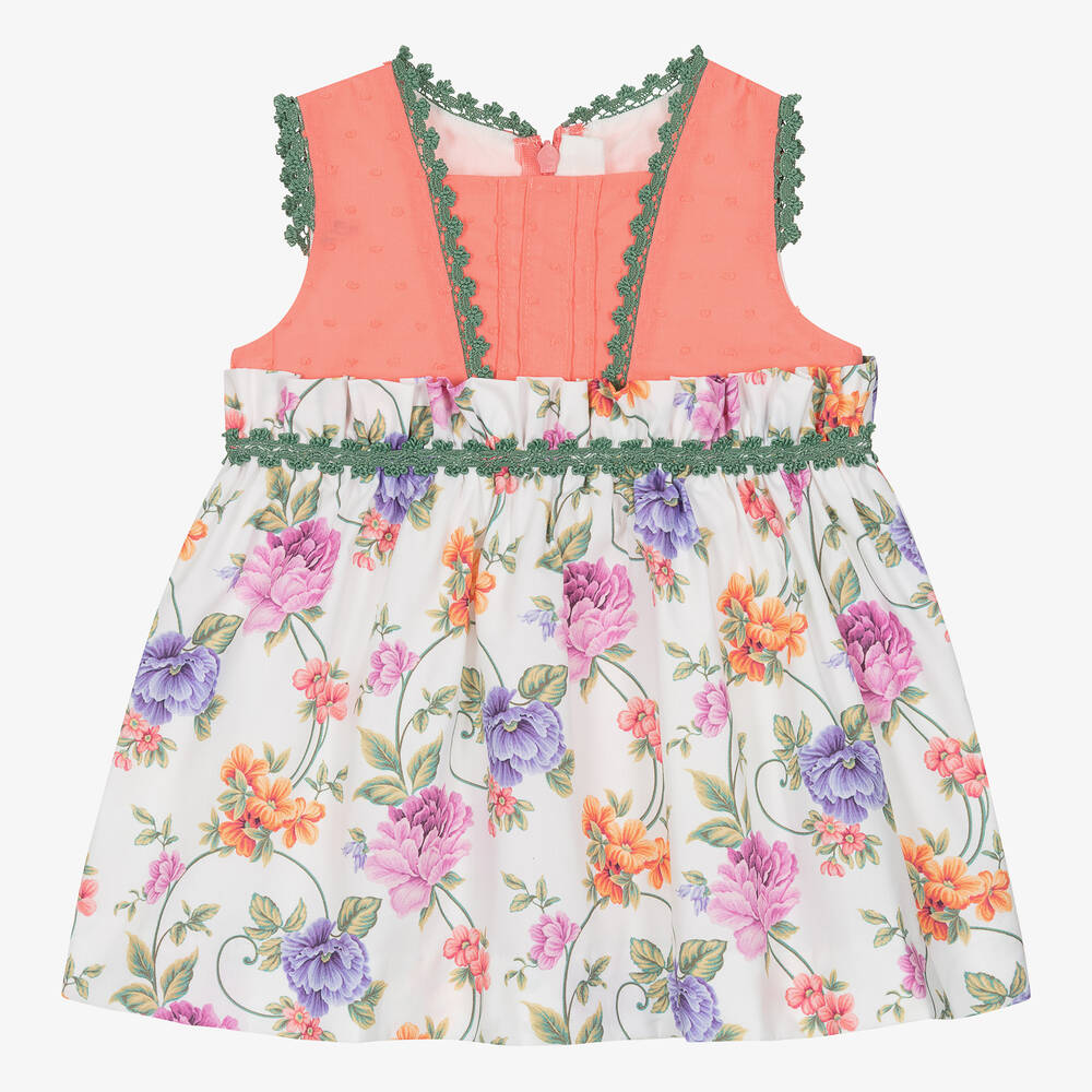 Miranda-Baby Girls Pink & Ivory Cotton Floral Dress | Childrensalon Outlet