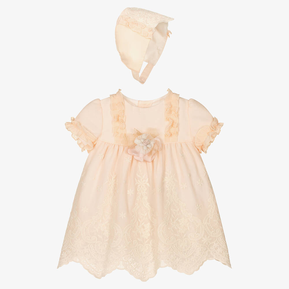 Miranda - Ensemble robe rose à dentelle bébé | Childrensalon