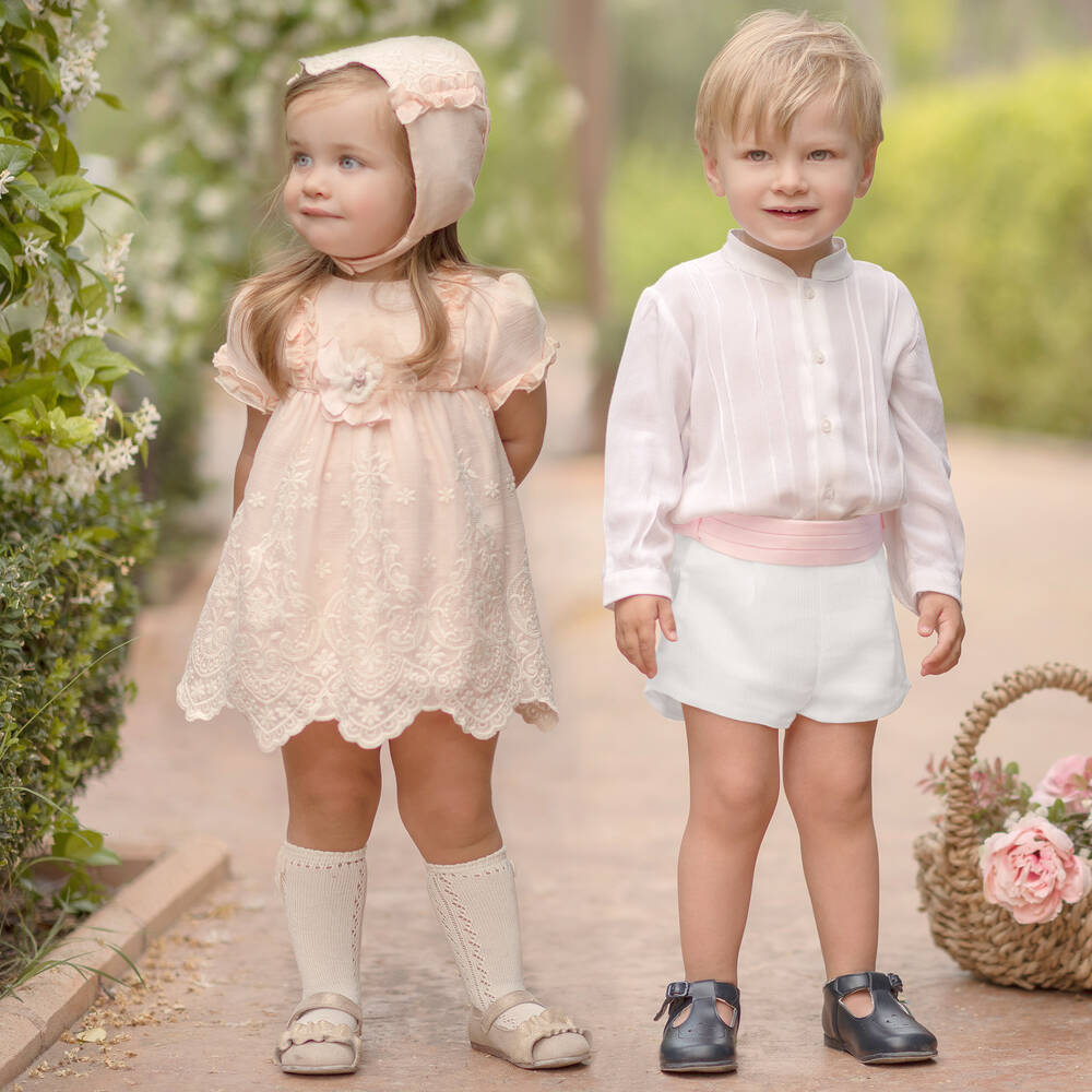 Miranda-Розовый комплект с платьем с кружевом | Childrensalon Outlet