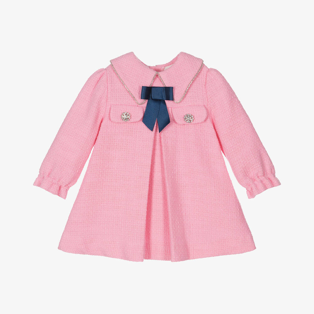 Miranda-Baby Girls Pink Tweed Dress | Childrensalon Outlet