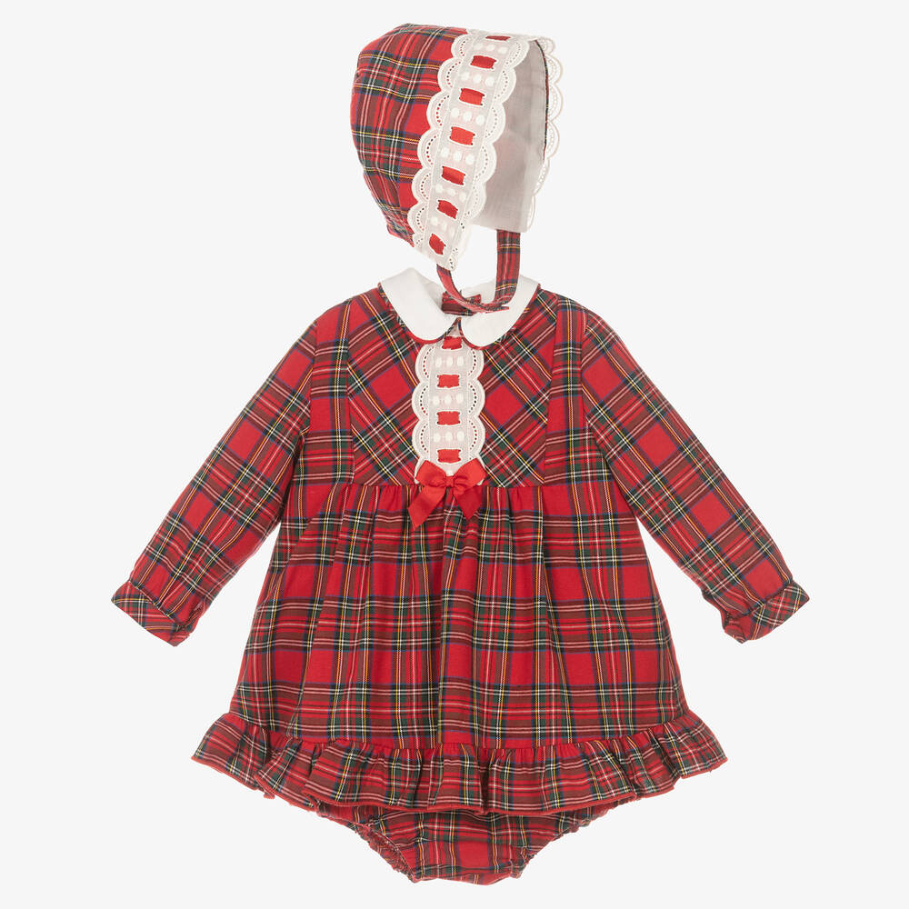 Miranda - Baby Girls Red Tartan Dress Set | Childrensalon