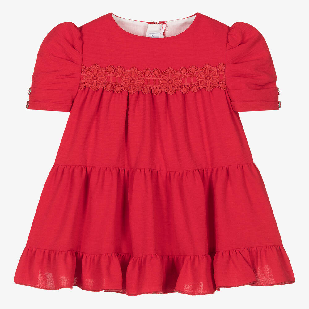 Miranda-Baby Girls Red Tiered Dress | Childrensalon Outlet