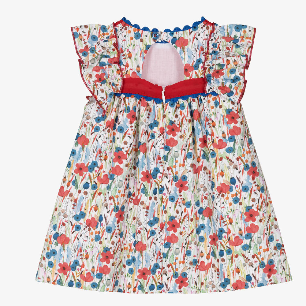 Miranda-Baby Girls Red & White Cotton Dress | Childrensalon Outlet