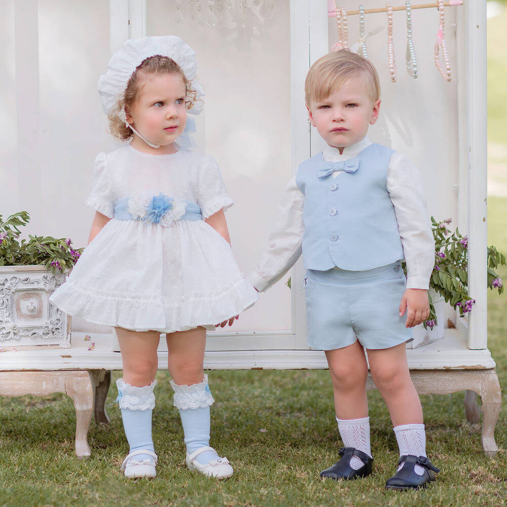 Baby girl blue and white dress store