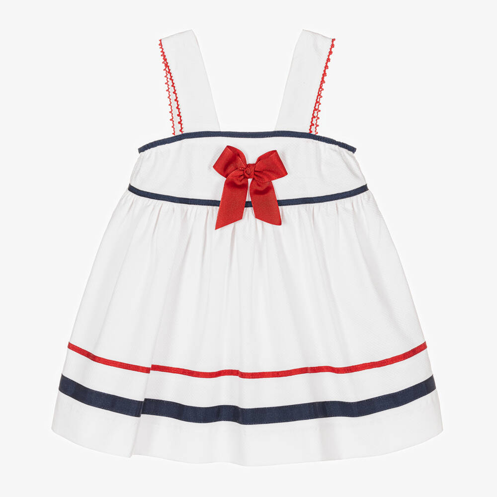 Miranda-Baby Girls White Cotton Bow Dress | Childrensalon Outlet