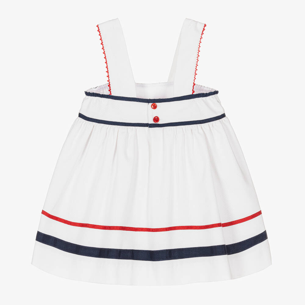 Miranda-Baby Girls White Cotton Bow Dress | Childrensalon Outlet