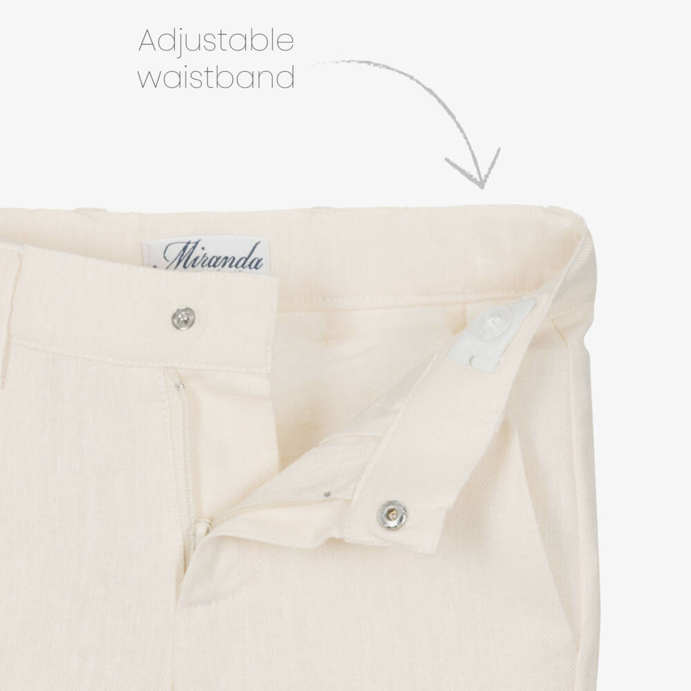 Miranda-Beige Shirt Trouser Waistcoat Set | Childrensalon Outlet