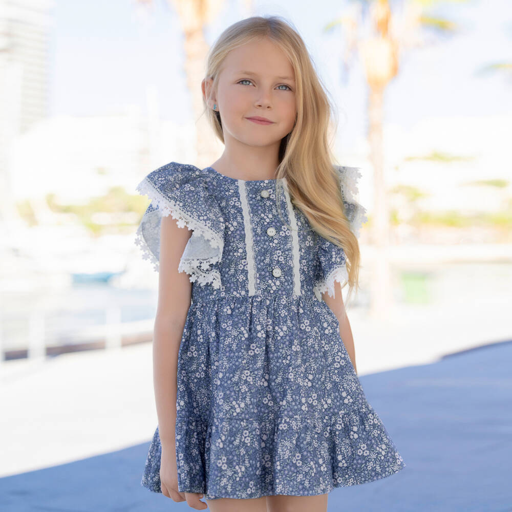 Miranda-Blue Floral Dress | Childrensalon Outlet