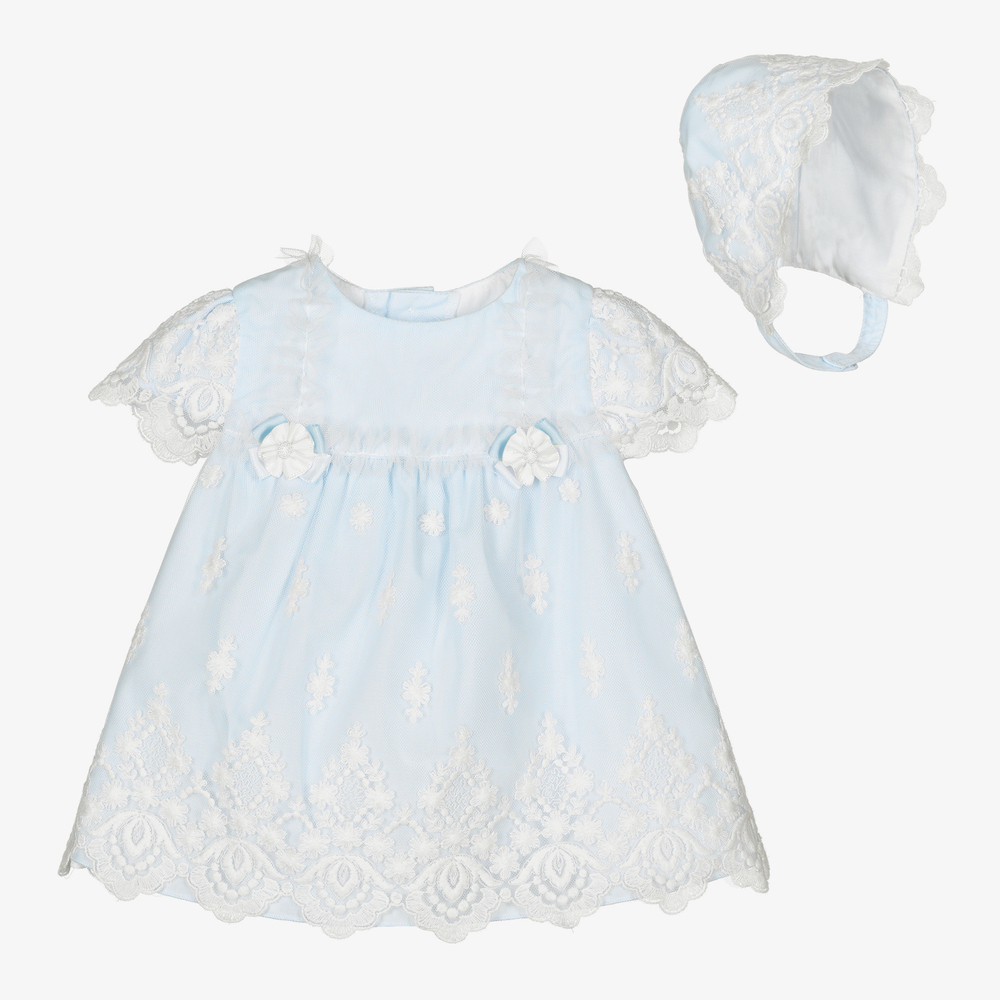 Miranda - Blue Lace Baby Dress Set | Childrensalon