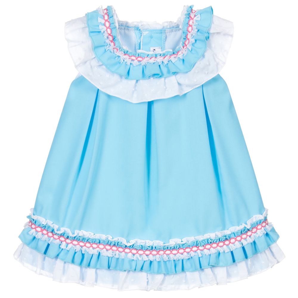 Miranda - Robe bleue à col volanté Bébé | Childrensalon