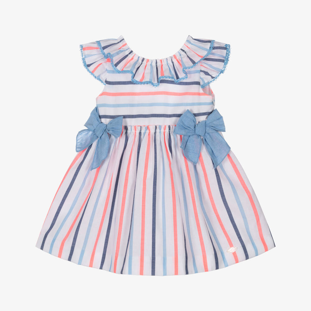 Miranda-Blue Stripe Bows Dress | Childrensalon Outlet