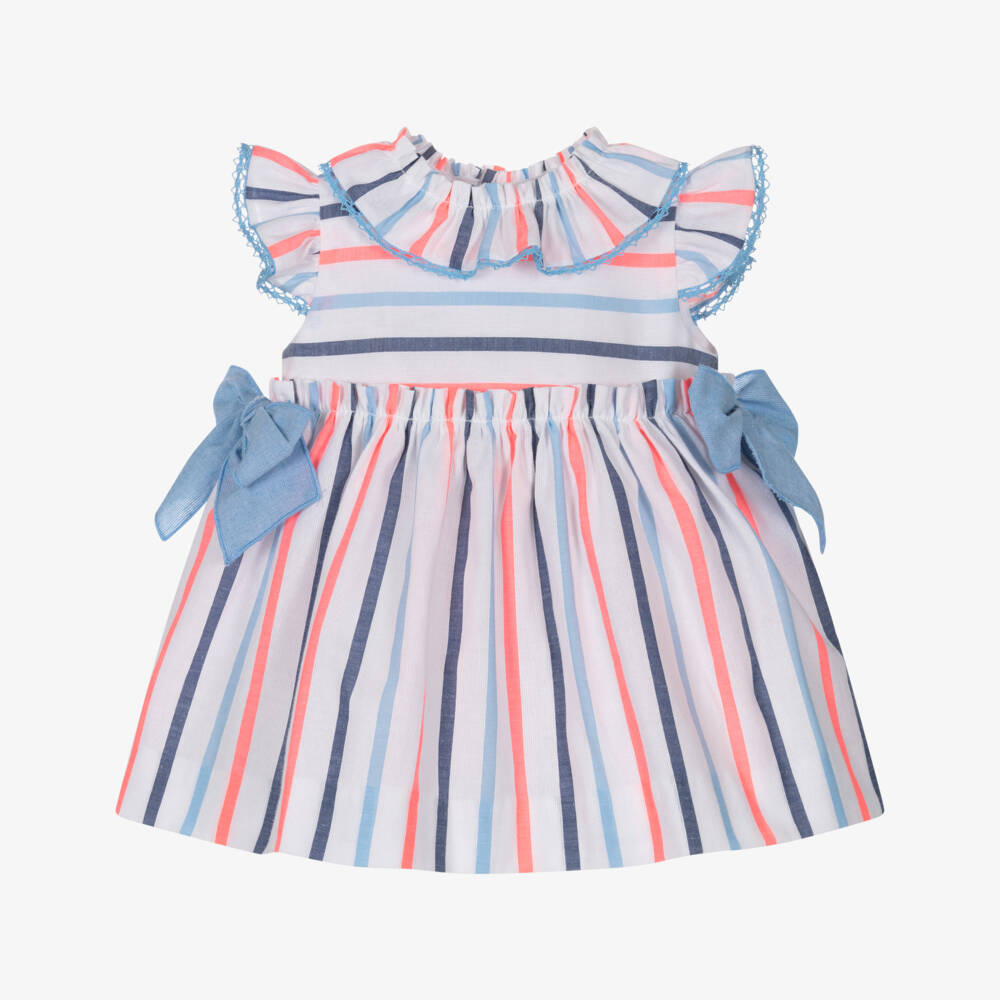 Miranda-Blue Stripe Bows Dress | Childrensalon Outlet