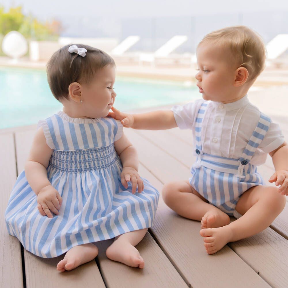 Miranda-Blue Stripe Dress | Childrensalon Outlet